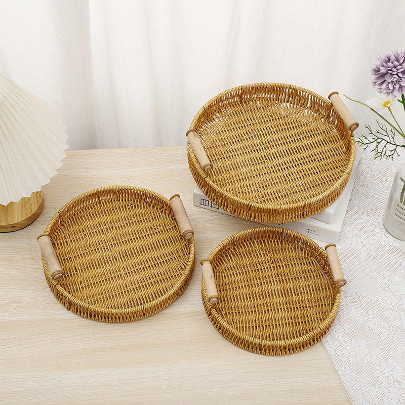 Wicker-like bread basket, reinforced supermarket snack and candy tray basket, living room display woven storage basket, picnic basket pic 6