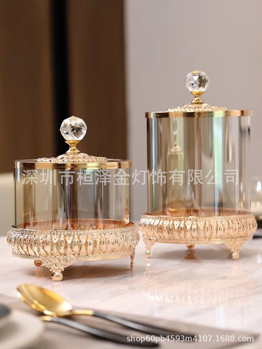 European-style light luxury storage glass storage creative jars, candy jar ornaments, home tabletop glass candy jar handicrafts pic 3