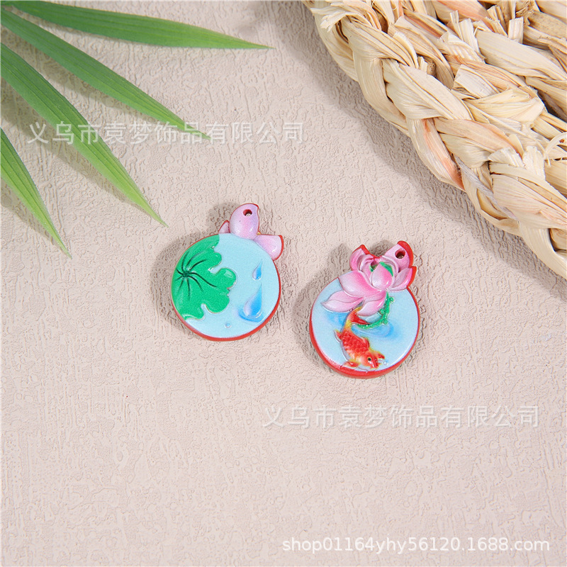 红砂彩绘唐卡葫芦吊坠批发朱砂水飞砂小狐狸狐仙平安扣项饰吊挂件详情11