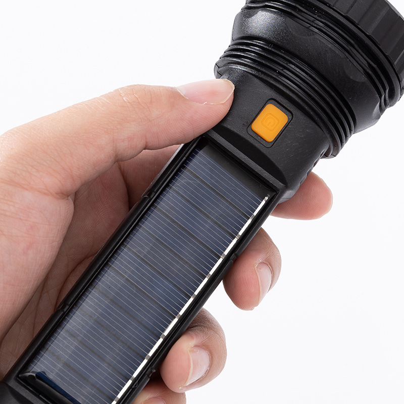 太阳能手电筒强光聚光户外充电便捷超亮带侧灯礼品跨境厂家直销详情17