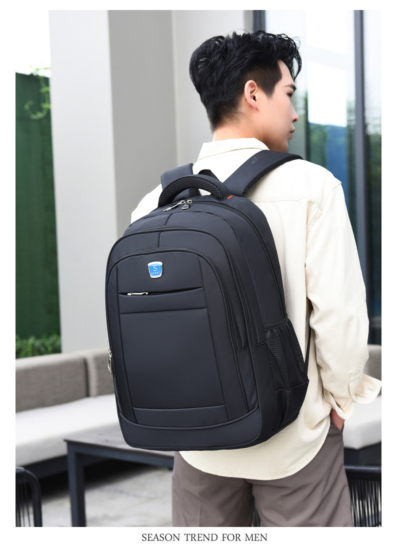 黑色双肩包户外男女通用幼儿园书包电脑背包主体18寸详情18