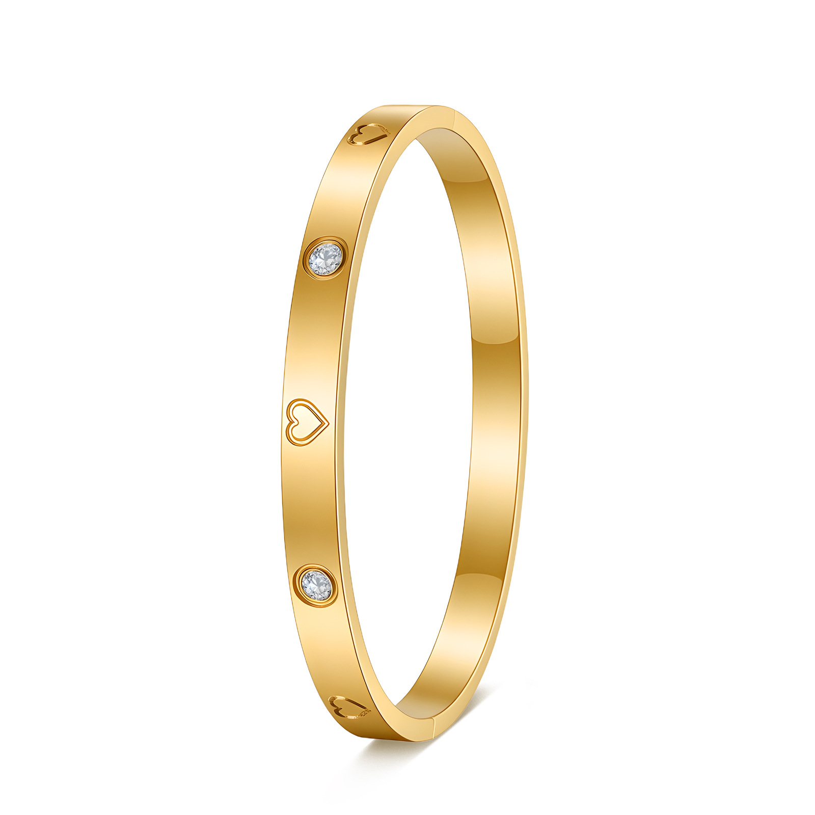 Titanium steel bracelet, a fashionable cross-border heart-shaped diamond-encrusted bracelet for women, exudes a sense of luxury. It is a gold electroplated bracelet accessory that does not fade pic 7