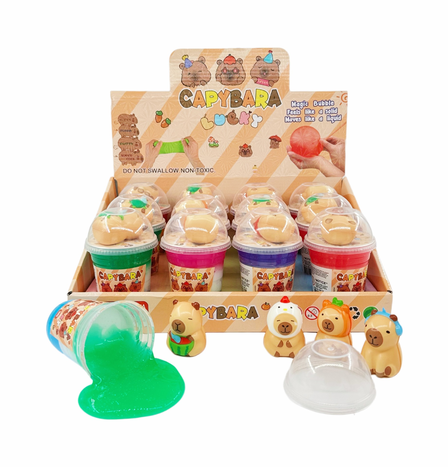 外贸彩泥创意奶茶杯三色水晶泥卡皮巴拉儿童恶搞整蛊放屁泥厂家批详情3