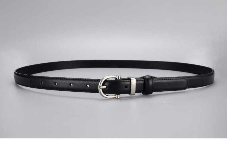 头层牛皮女款细腰带百搭黑色真皮时尚工厂批发服装配饰腰带详情5