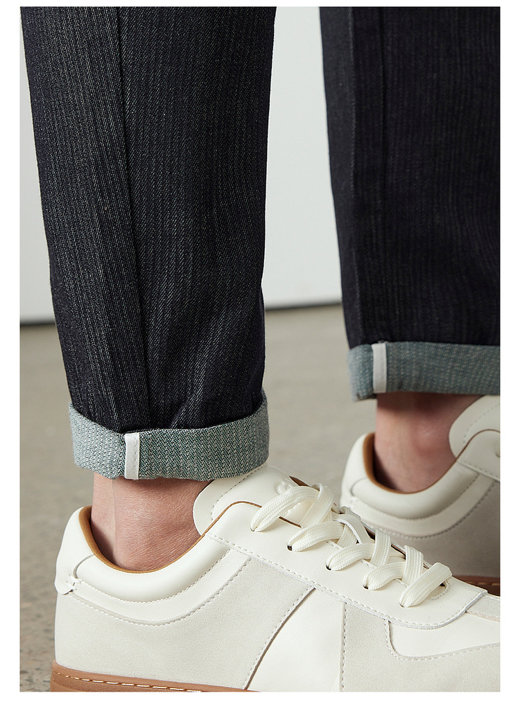 WOOG2005辑明线黑色水洗牛仔裤男2025夏季新款百搭抽绳直筒长裤子详情15