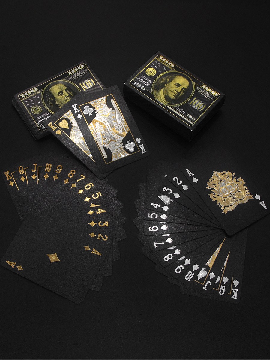 美元扑克牌金箔扑克牌土豪金黑金防水扑克牌批发外贸热卖跨境现货详情4