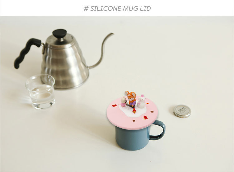 Customizable silicone cartoon creative three-dimensional figurine cup lid, dust-proof and leak-proof, cute round universal mug and tea cup pic 10