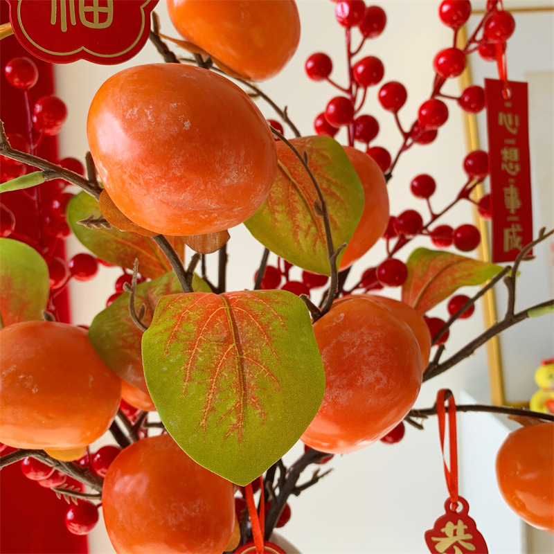 New Year flowers, New Year decorations, red fruits, prosperity fruits, artificial flowers, artificial bouquets, living room and dining table arrangements, housewarming ornaments pic 14