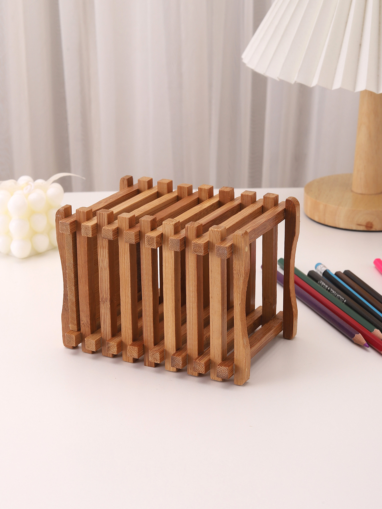 简约大气竹制餐具笼大容量筷子筒笔筒收纳筒餐具收纳筒厨具收纳笼详情3