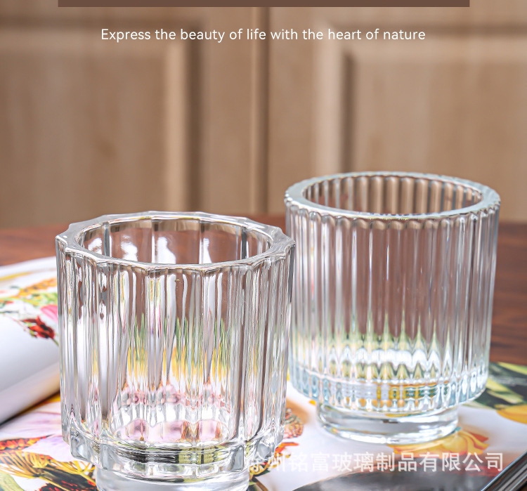 Vertical candle cup, transparent glass cup, hotel and homestay decoration, scented soybean paste packaging bottle, romantic atmosphere can pic 4