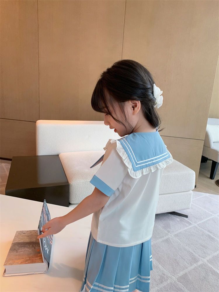 女童学院风套裙夏季儿童JK套装2025新款洋气女孩衬衫百褶裙两件套详情11