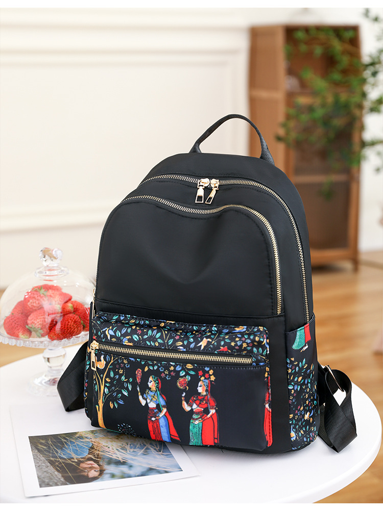 牛津布双肩包包女民族风时尚印花背包新马泰大容量旅行书包百搭包详情12