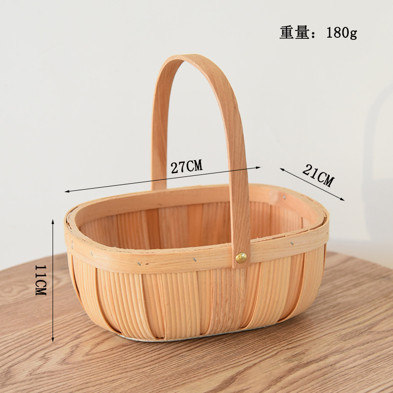 田园手提野餐水果篮编织送闺蜜坐月子鸡蛋插鲜花篮蔬菜收纳筐批发详情5