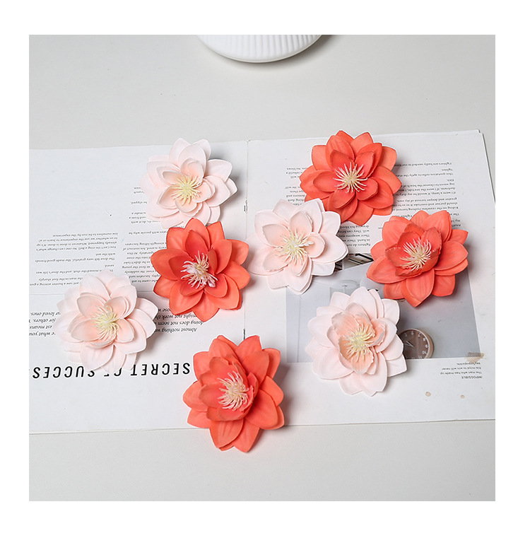 仿真花荷花头 新款diy材料包头饰簪花配件花朵婚礼堂花墙胸花摄影详情12