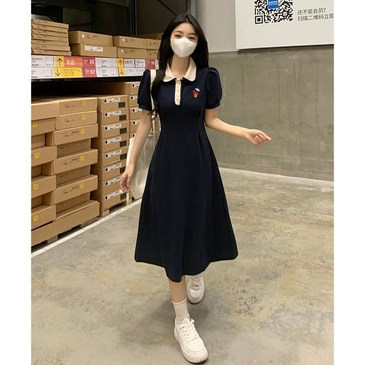法式超火气质学院风连衣裙子女大码显瘦新款漂亮小个子长裙夏详情5