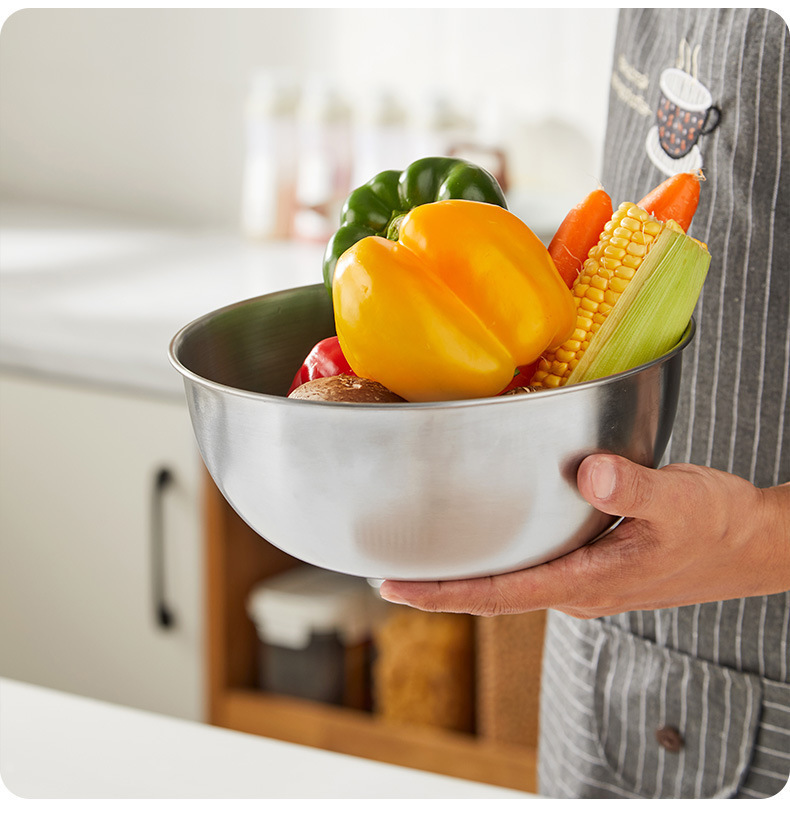 Thickened stainless steel salad bowl, ramen bowl, cooking basin, Korean-style salad bowl with scale, stainless steel bowl for beating eggs and mixing noodles pic 10