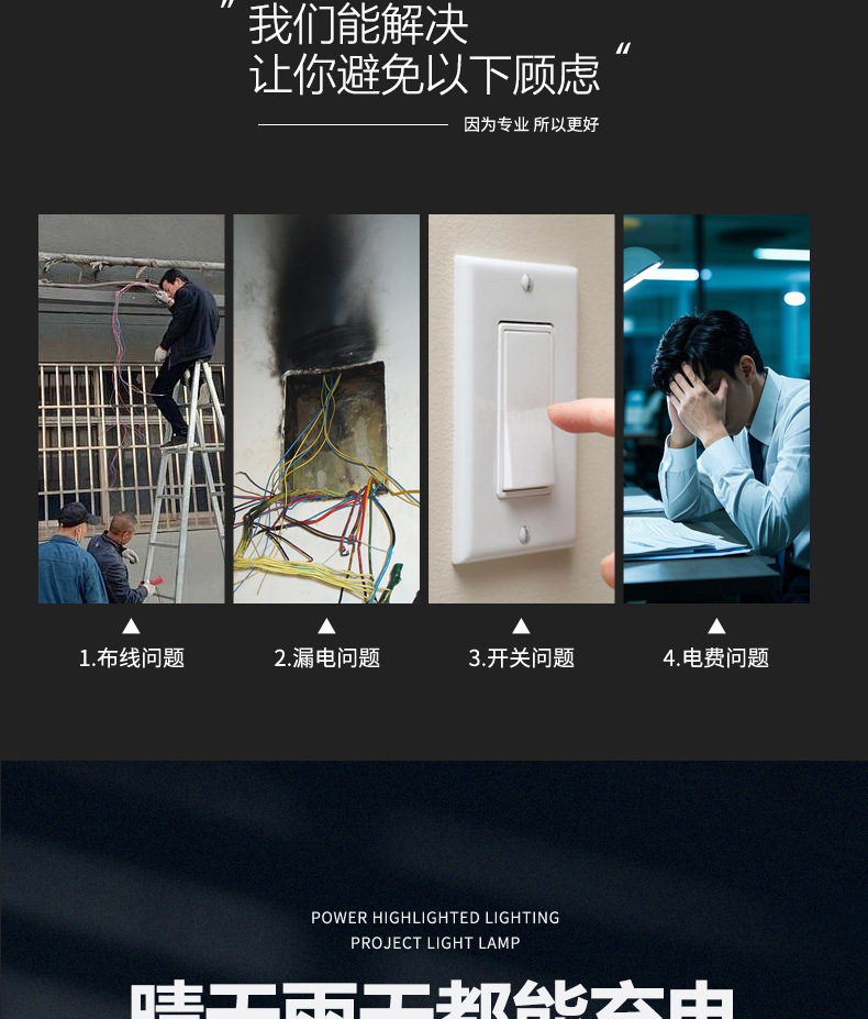 壁灯太阳能璧灯太阳能路灯旋转分体防水路灯人体感应道路照明庭院详情6