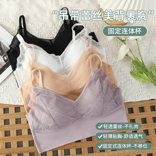 韩版无缝运动瑜伽文胸OT深V美背裹胸宽肩带撞色抹胸背心打底内衣详情6