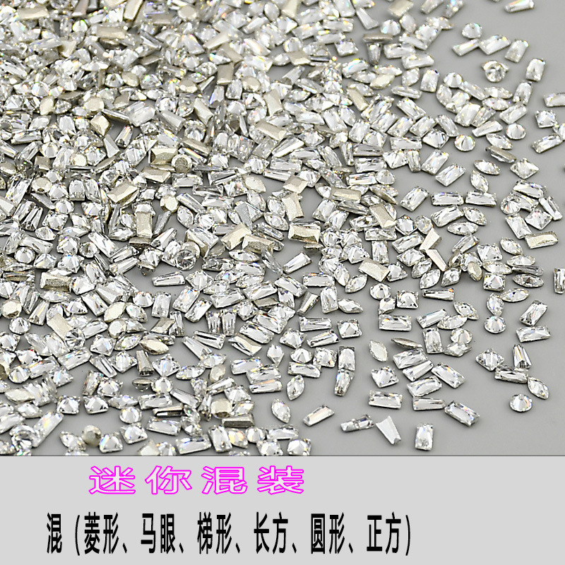 5A flat-bottomed beveled zircon mixed mini irregular-shaped super shiny wheat ear small nail stickers diy diamond nail art accessories pic 3