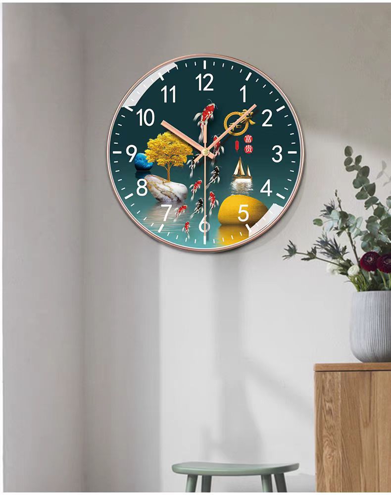 轻奢静音钟表简约家用时尚挂钟免打孔挂墙石英钟客厅卧室装饰时钟详情7