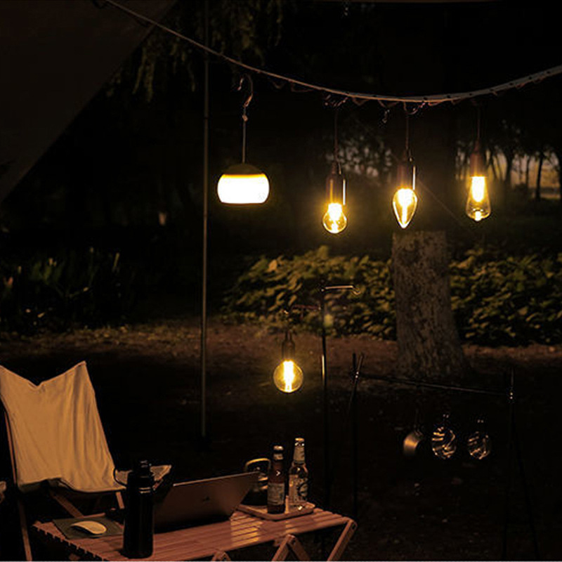 太阳能露营灯球泡钨丝灯 三挡调光防水帐篷灯 户外野营氛围手提灯详情8