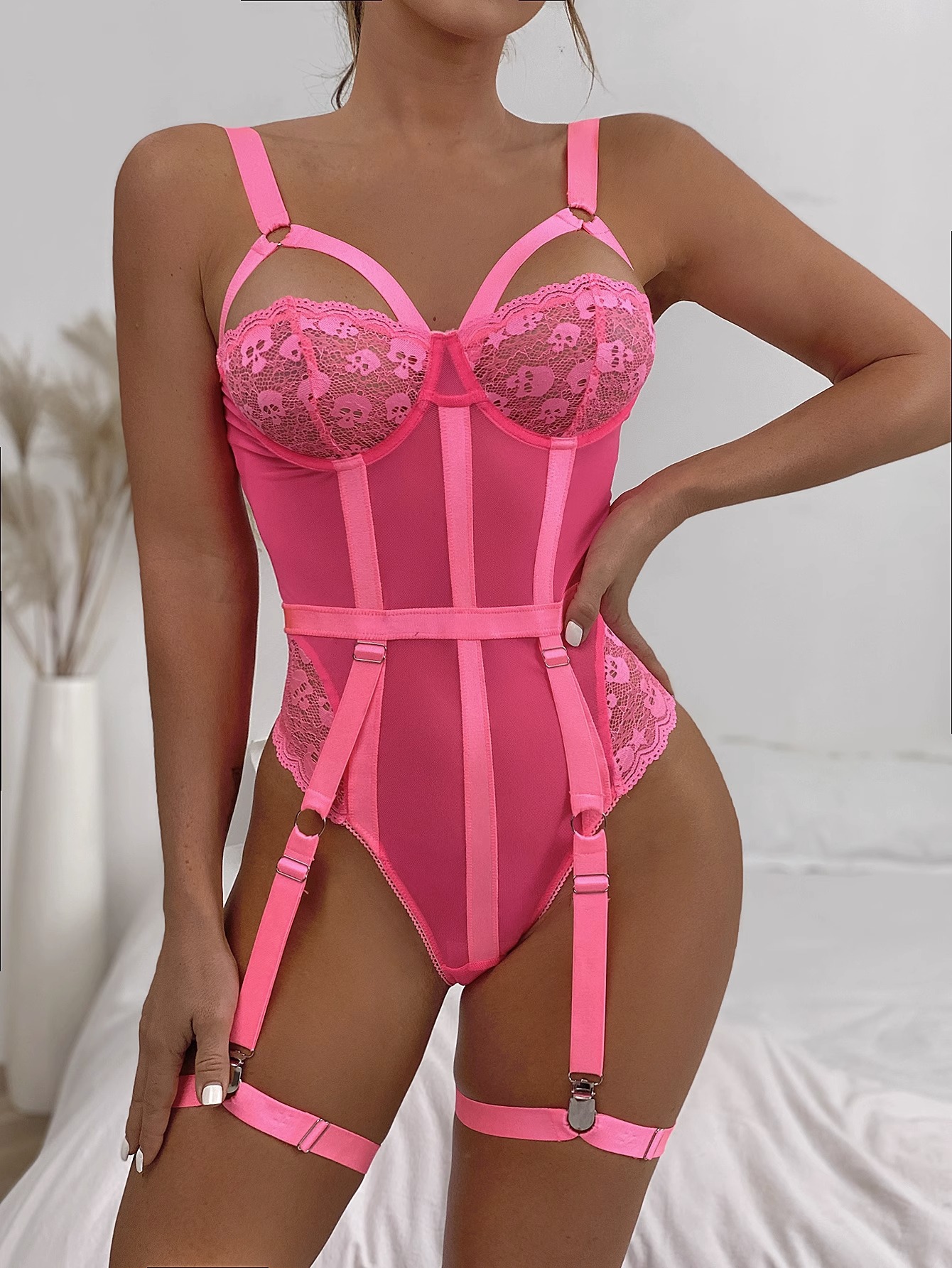 雅尼纺YANNI跨境外贸欧美新款情趣内衣性感女蕾丝刺绣网纱连体衣情趣套装批发详情25