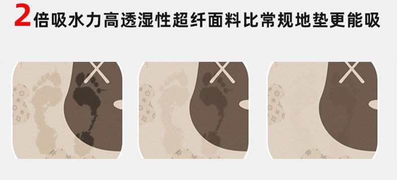 No-wash diatom mud household door entrance bathroom absorbent floor mat, kitchen and bathroom rubber anti-slip large foot mat pic 5