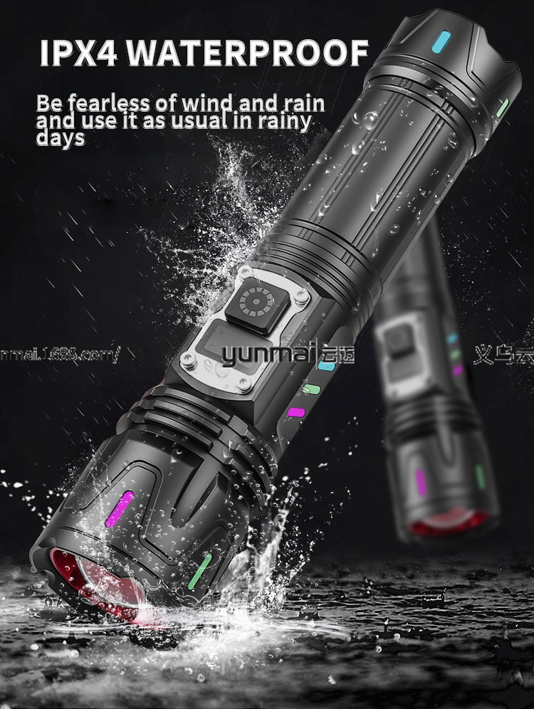 亚马逊新款数显白激光手电筒可透光荧光条带输出强光远射理发器多功能照明工具详情10