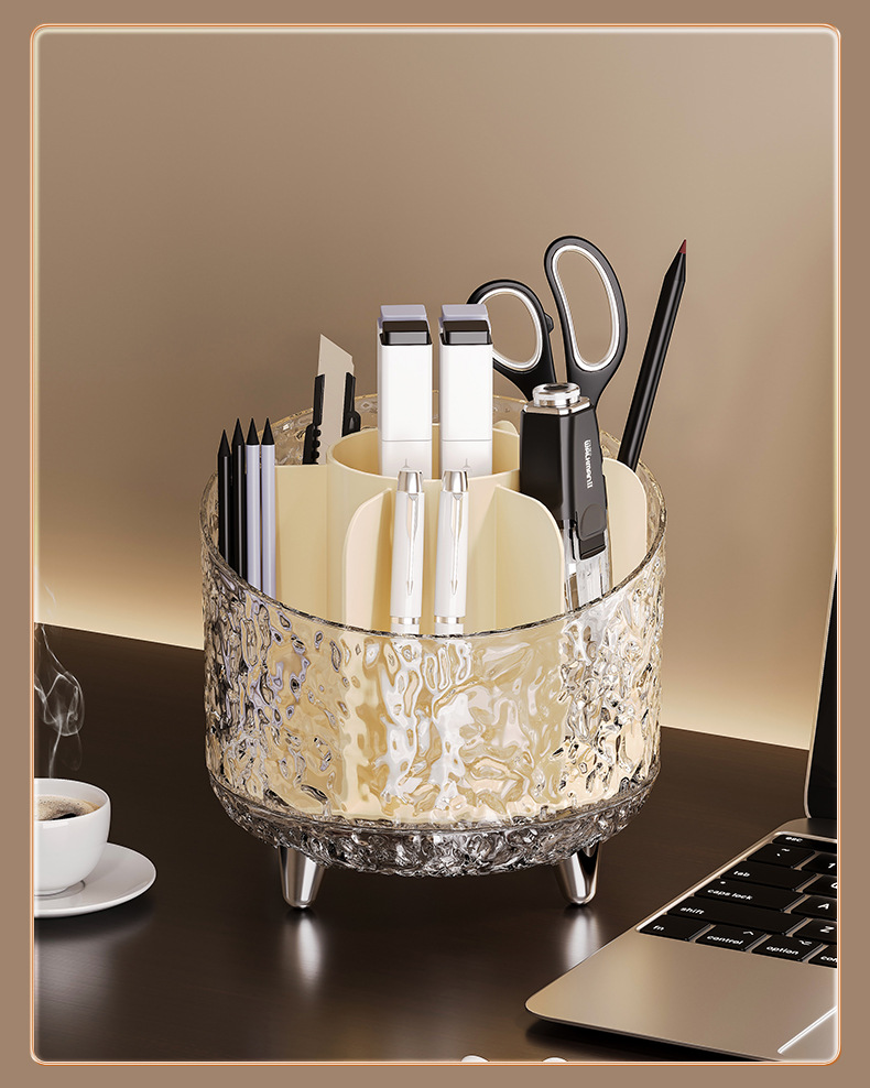 Cosmetics storage box, rotating dust-proof makeup brush storage cylinder, dressing table, desktop pen bucket, lipstick and eyeshadow shelf pic 12