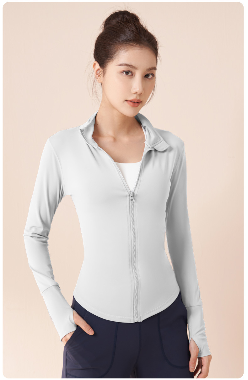 Juyitang Summer Yoga Coat, seamless stand-up collar stretch sports coat, stretch outdoor sports top pic 19