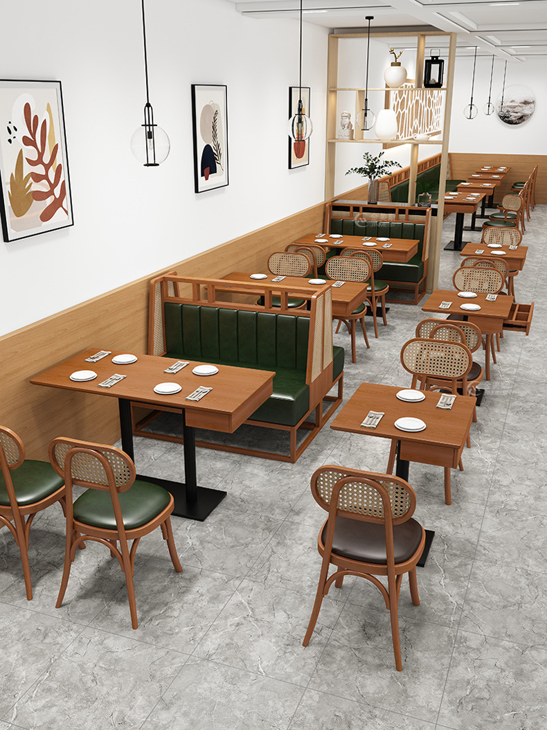 Starlight Coffee shop table and chair combination, cake baking shop, solid wood milk tea and dessert shop, negotiation and reception, soft package leisure chair for commercial use pic 2