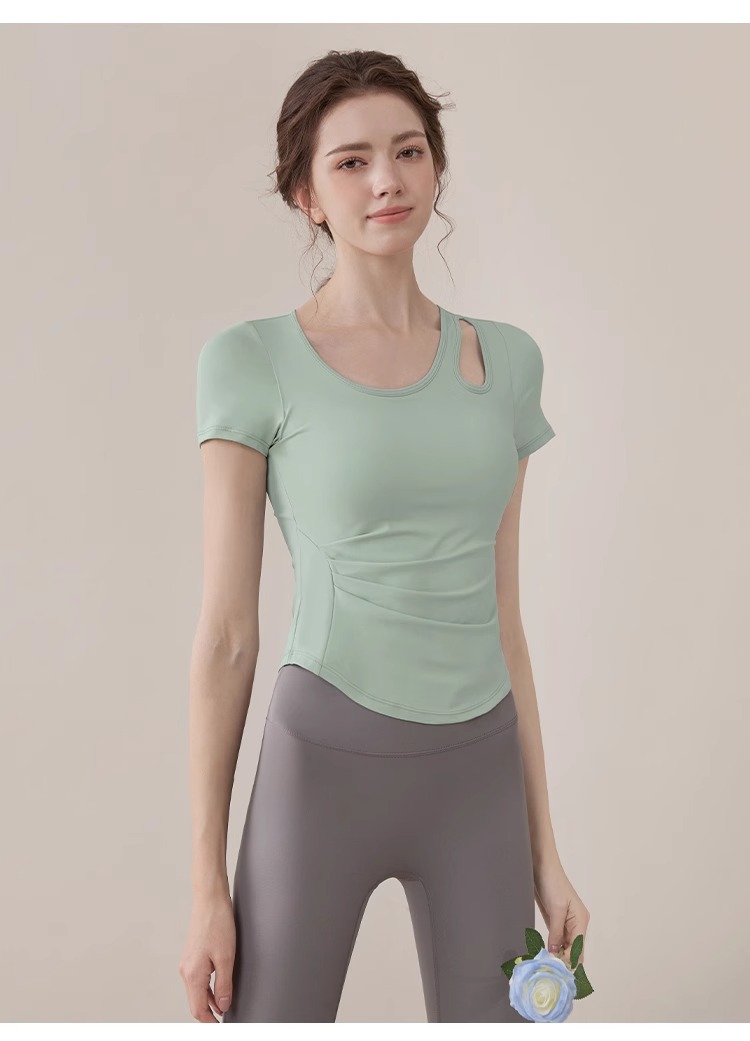 Yoga wear for women 2025 New short-sleeved, form-fitting, high-end sporty top, Pilates training suit, fitness wear set pic 25
