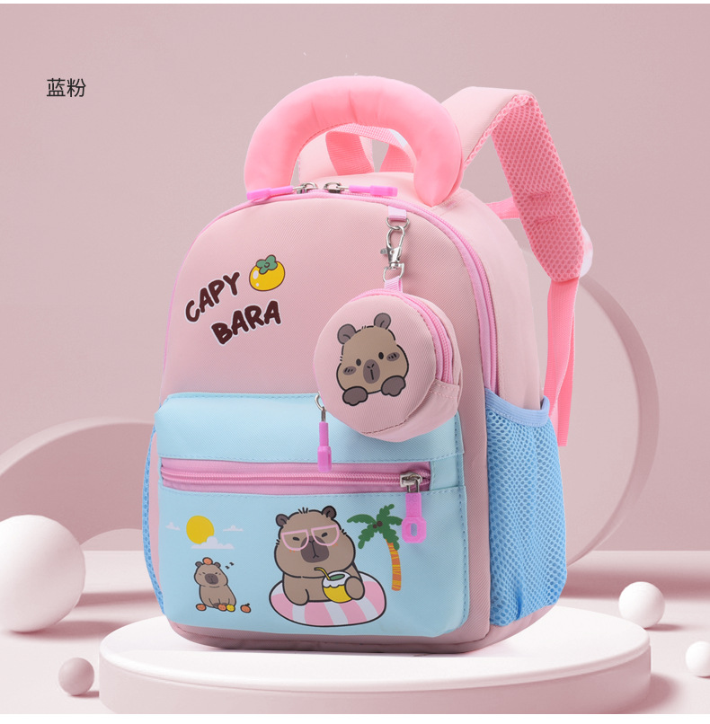 书包幼儿园男女童新款外贸卡皮巴拉书包轻便大容量休闲水豚双肩包详情13