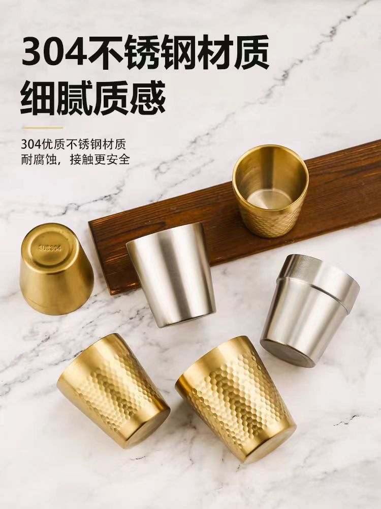 豪凯餐具韩式304不锈钢双层防烫隔热杯 商用啤酒杯餐厅饮料咖啡茶杯子详情4
