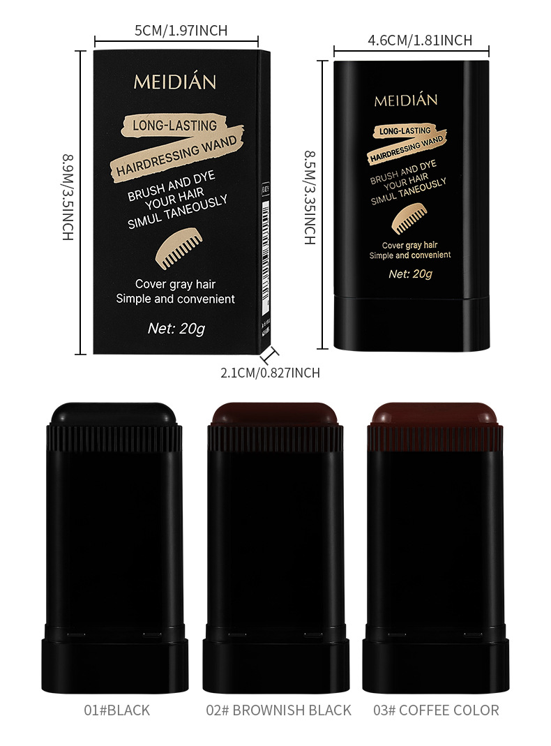 跨境专供MEIDIAN美发棒遮盖白发一次性短效补染剂黑发神器批发详情17