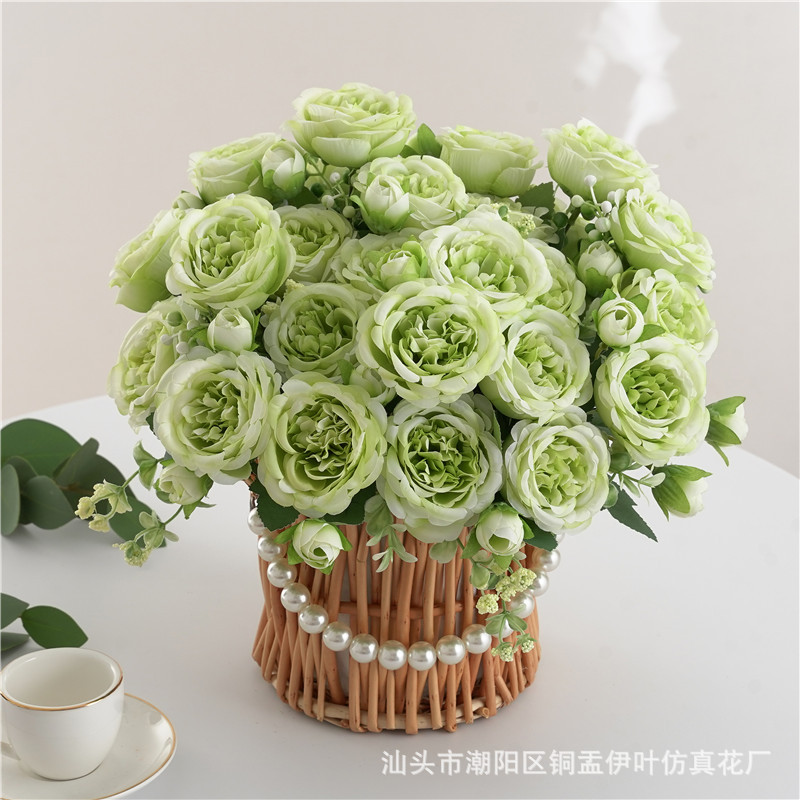 9色 仿真花春色牡丹 芍药玫瑰花家居摆件婚庆手捧花路引桌面装饰详情23