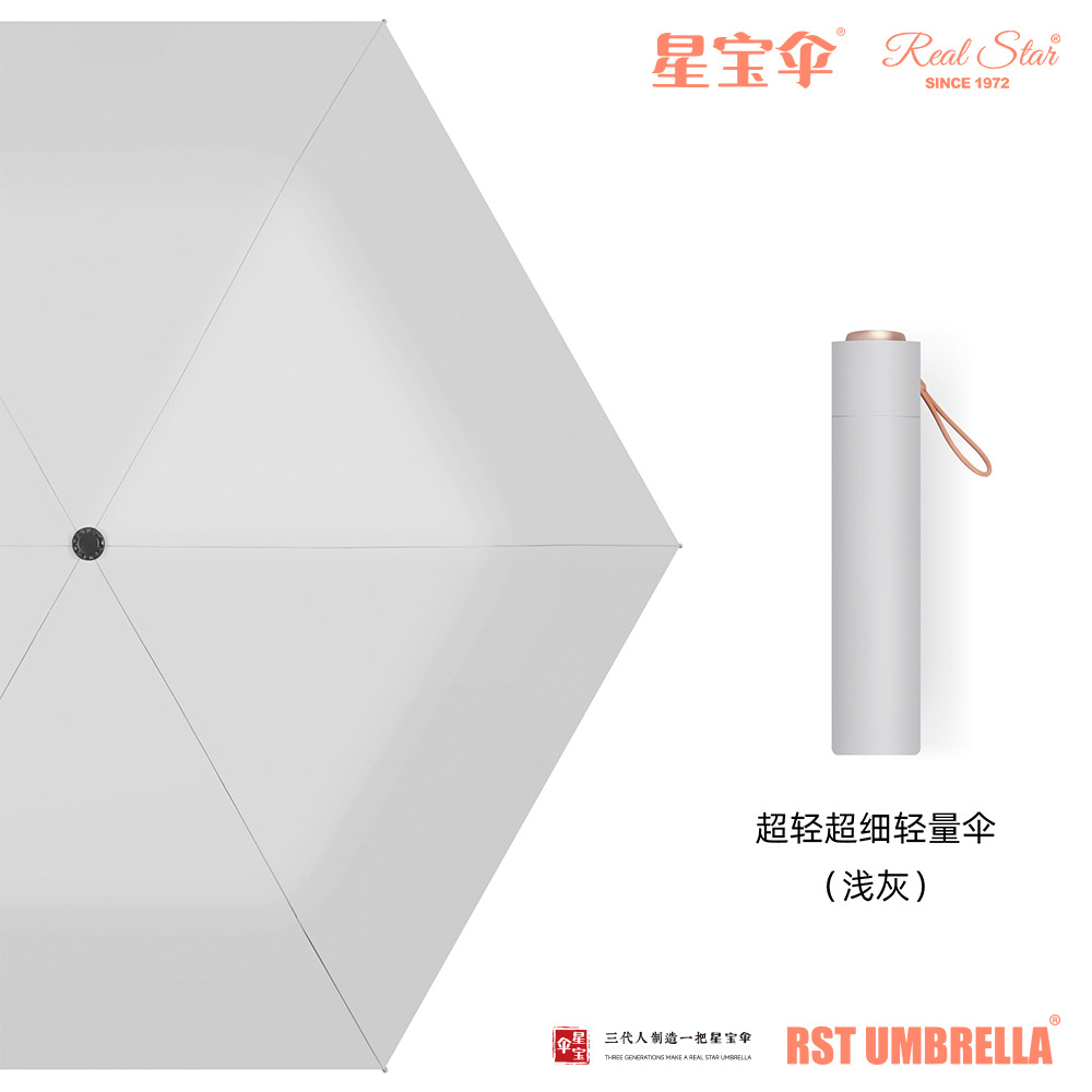 素色超轻防晒伞三折6股手动遮阳晴雨伞黑胶图层轻便雨伞详情24