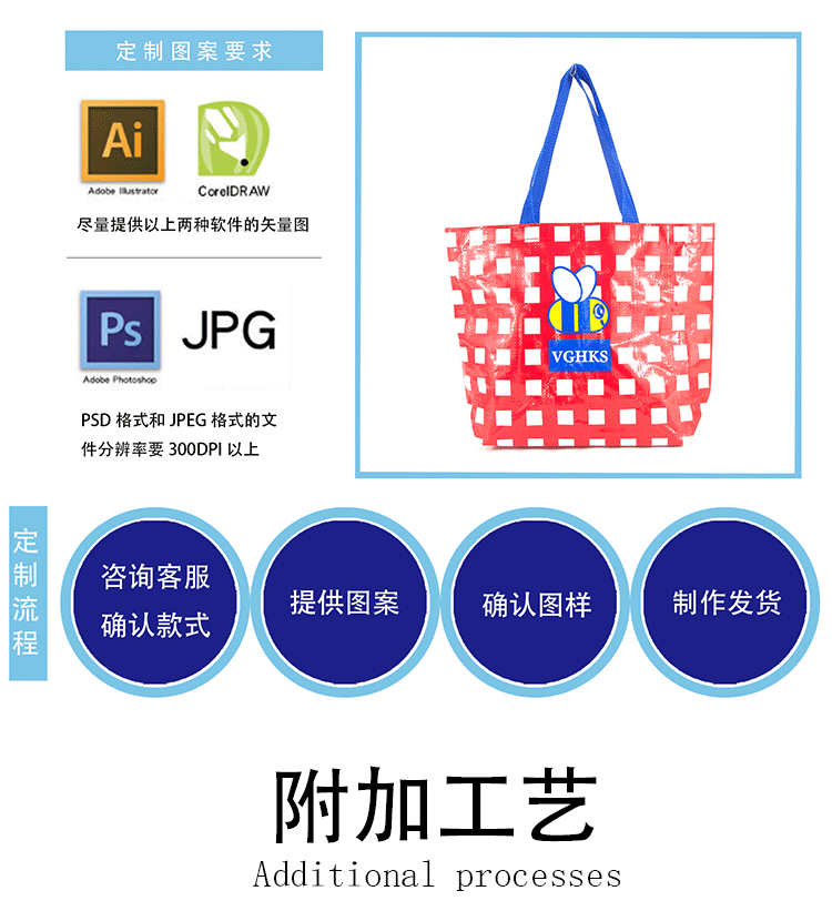 PP手提编织袋定 制彩印覆膜宣传购物培训承重力强防水耐用可折叠详情11
