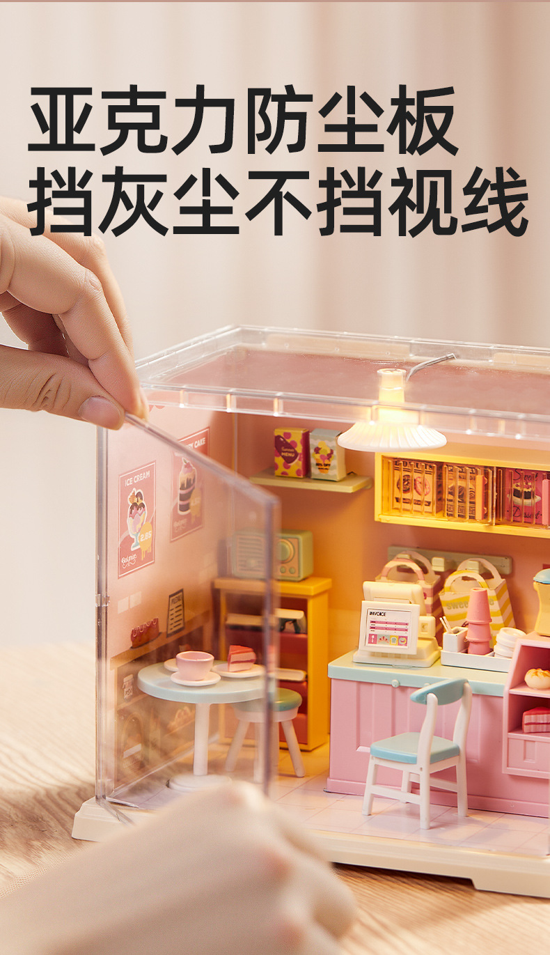 Childhood Infinite Girl diy Mini House model Coffee house Dessert Shop Handmade Assembly Little Actress toy gift pic 13