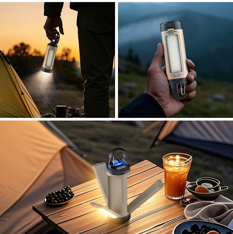 New cross-border portable hanging multi-functional camping lamp, 90° folding three-leaf lamp, outdoor emergency work lamp pic 9