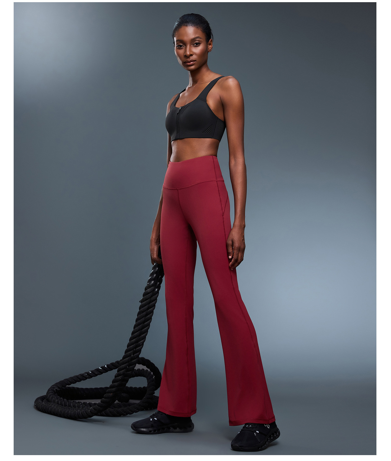 Slightly flared wide-leg yoga pants for women, high-waisted, hip-lifting and belt-tightening, casual and versatile, comfortable and elastic fitness pants DL204 pic 11