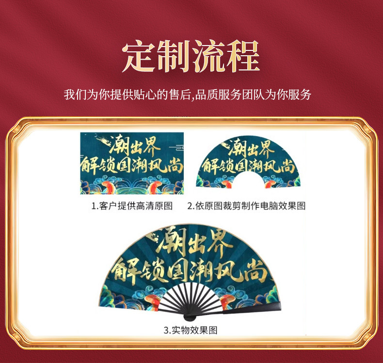 New 6-inch and 7-inch small-sized printed folding fans, Korean-style silk fabric double-sided printed fans for sale from the manufacturer pic 9