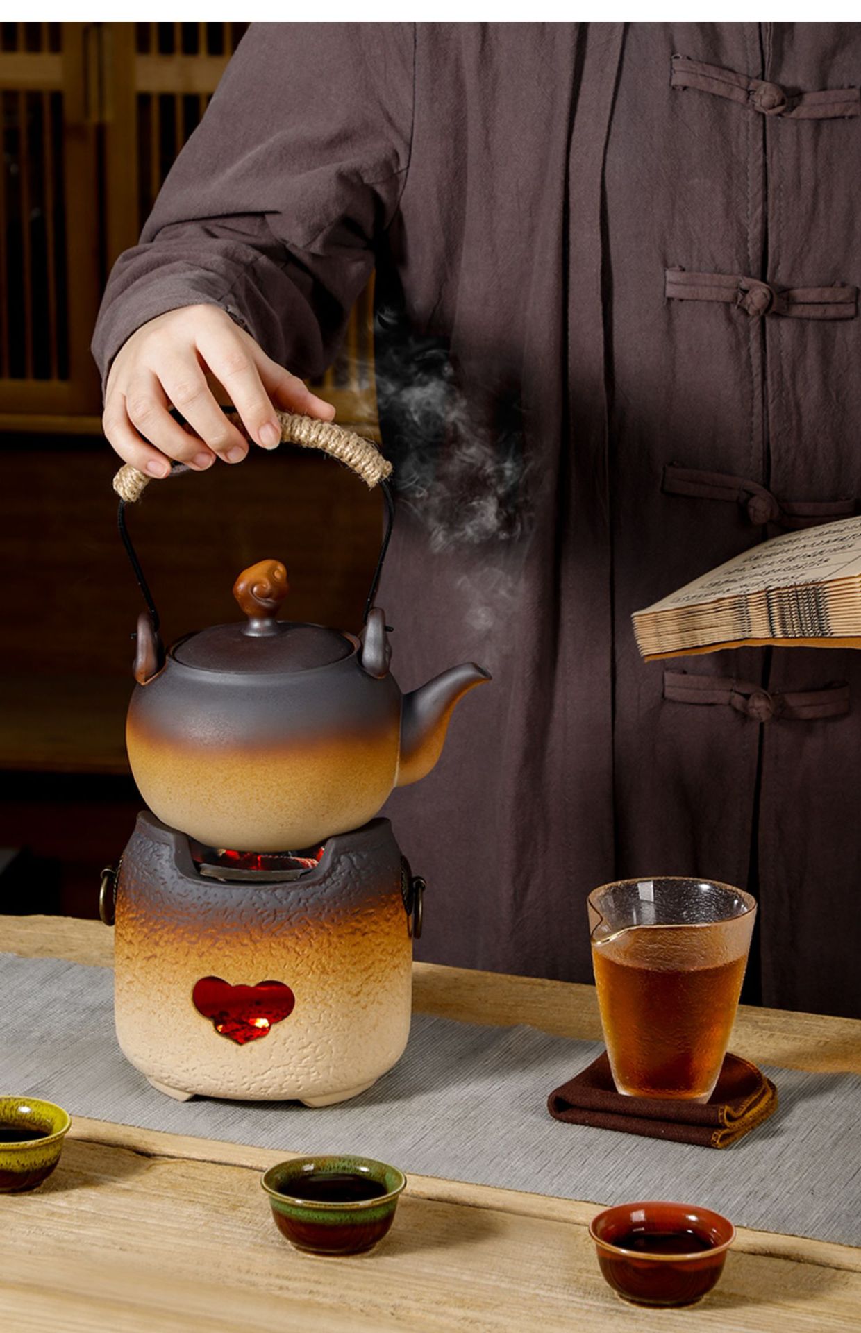 围炉煮茶室内家用器具全套烧烤炉烤火炉子碳炉陶土炭炉烤茶套装详情17