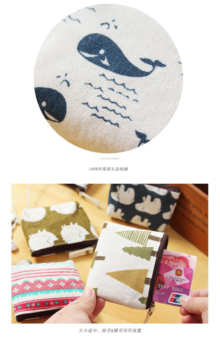 棉麻零钱包复古韩版硬币包简约时尚帆布卡通钥匙可爱收纳包零钱包详情5