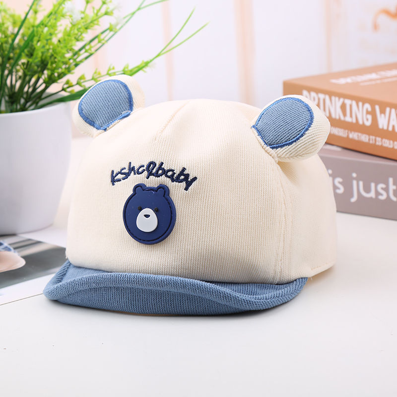 婴儿鸭舌帽春秋可爱超萌小熊拼色男女儿童棒球帽软檐宝宝帽子秋季详情3