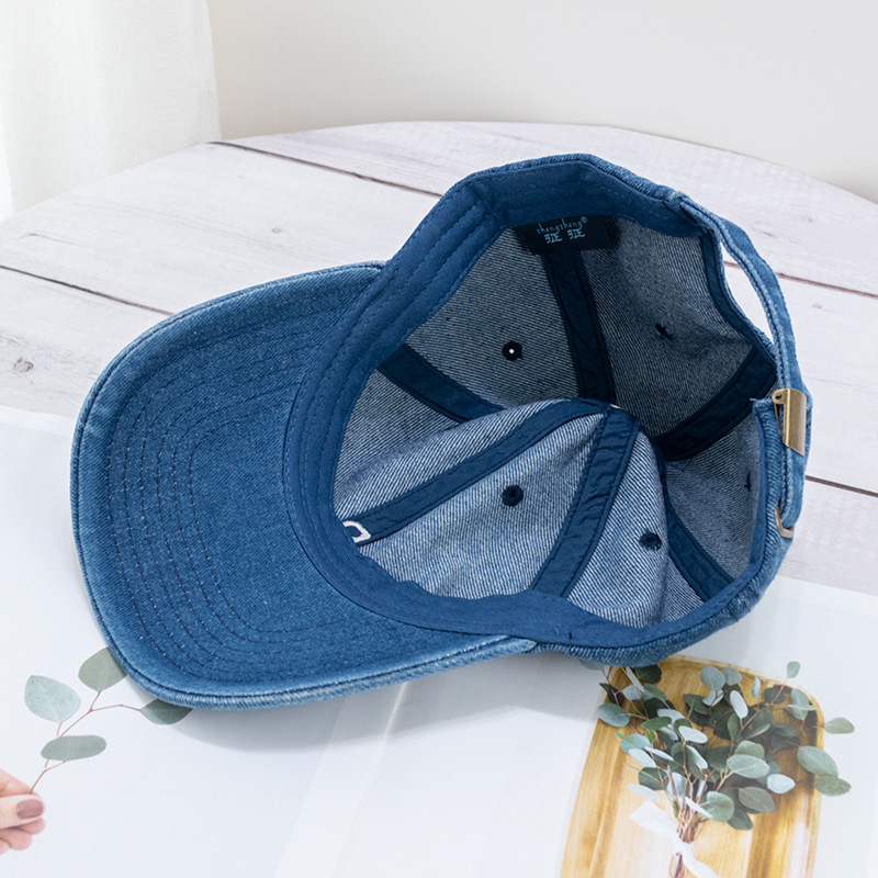 Letter cowboy baseball cap for women, Korean style simple deep-top face-showing small baseball cap, Japanese style big head circumference face-showing small cap pic 5