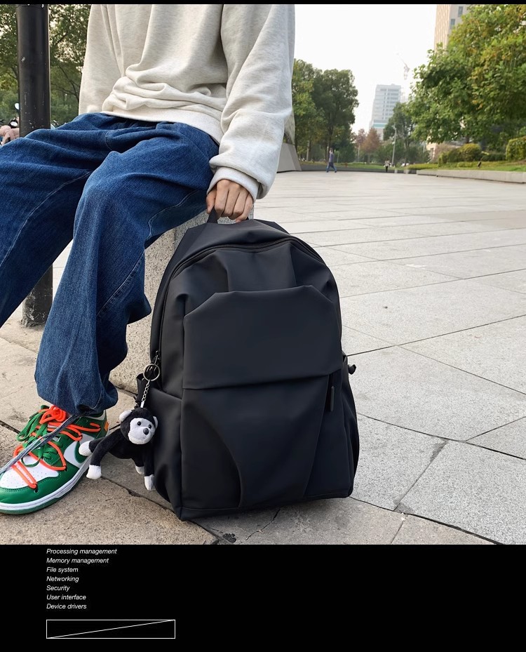 防水尼龙布韩版双肩包大容量大学生书包男士褶皱休闲旅行电脑背包详情11