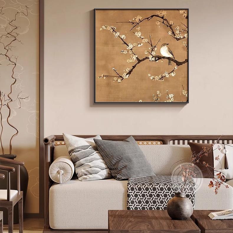 宋氏美学花鸟画客厅装饰画新中式沙发背景墙挂画方形餐厅卧室壁画详情14
