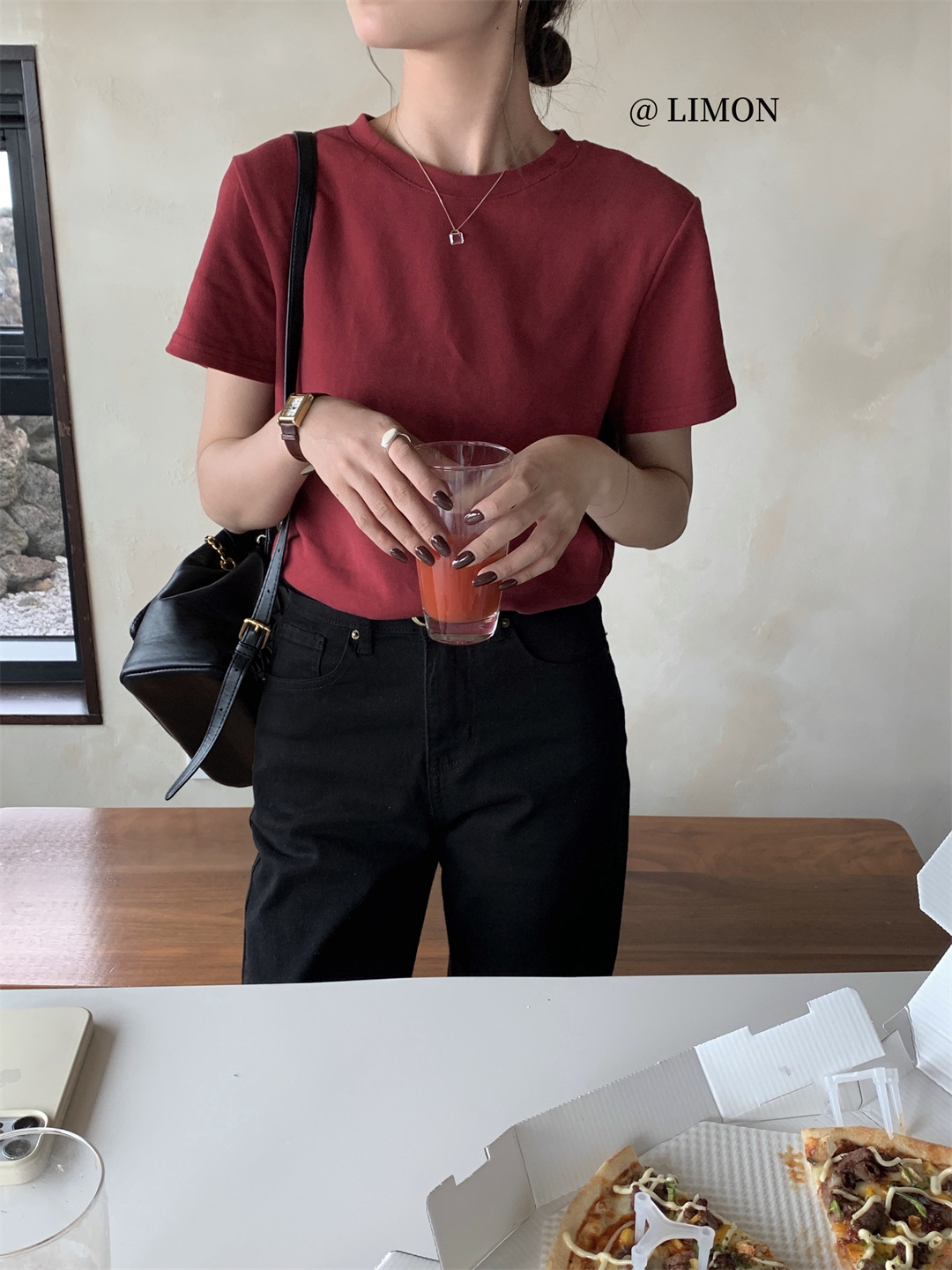 THE LEMON柠檬绿茶正肩磨毛短袖t恤女2024秋季新款百搭上衣打底衫详情44