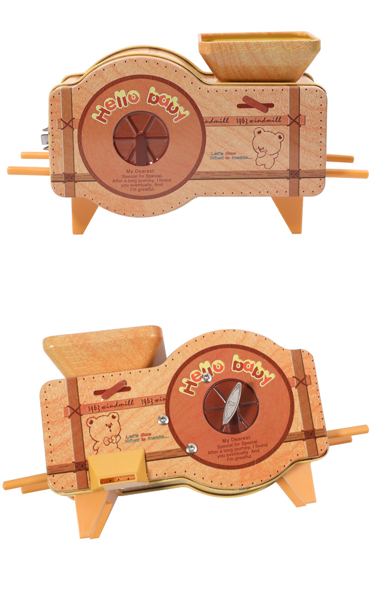 新款风车造型储蓄罐八音盒带锁发条存钱罐创意复古储蓄罐家具摆件详情16